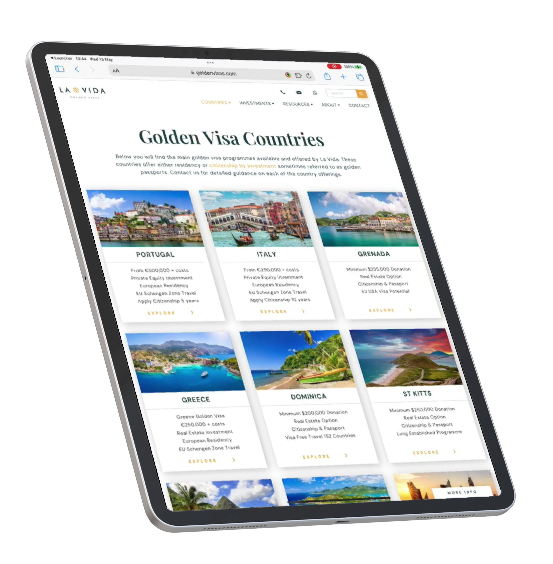 Golden Visas tablet