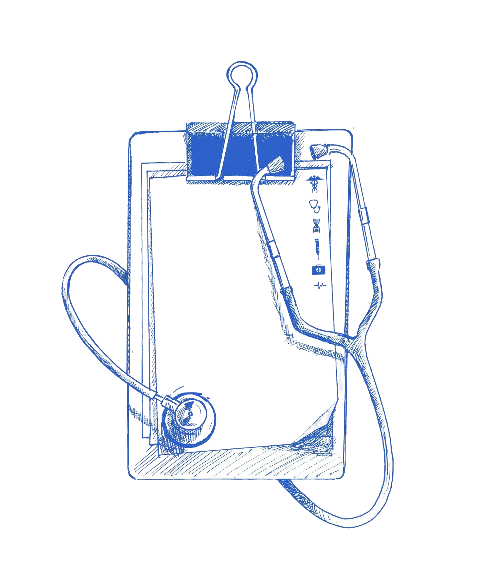 SEO for Chiropractors: How Healthy Is Yours in the Age of AI? 5 doctor blank clipboard with modern stethoscope hand drawn sketch vector illustration
