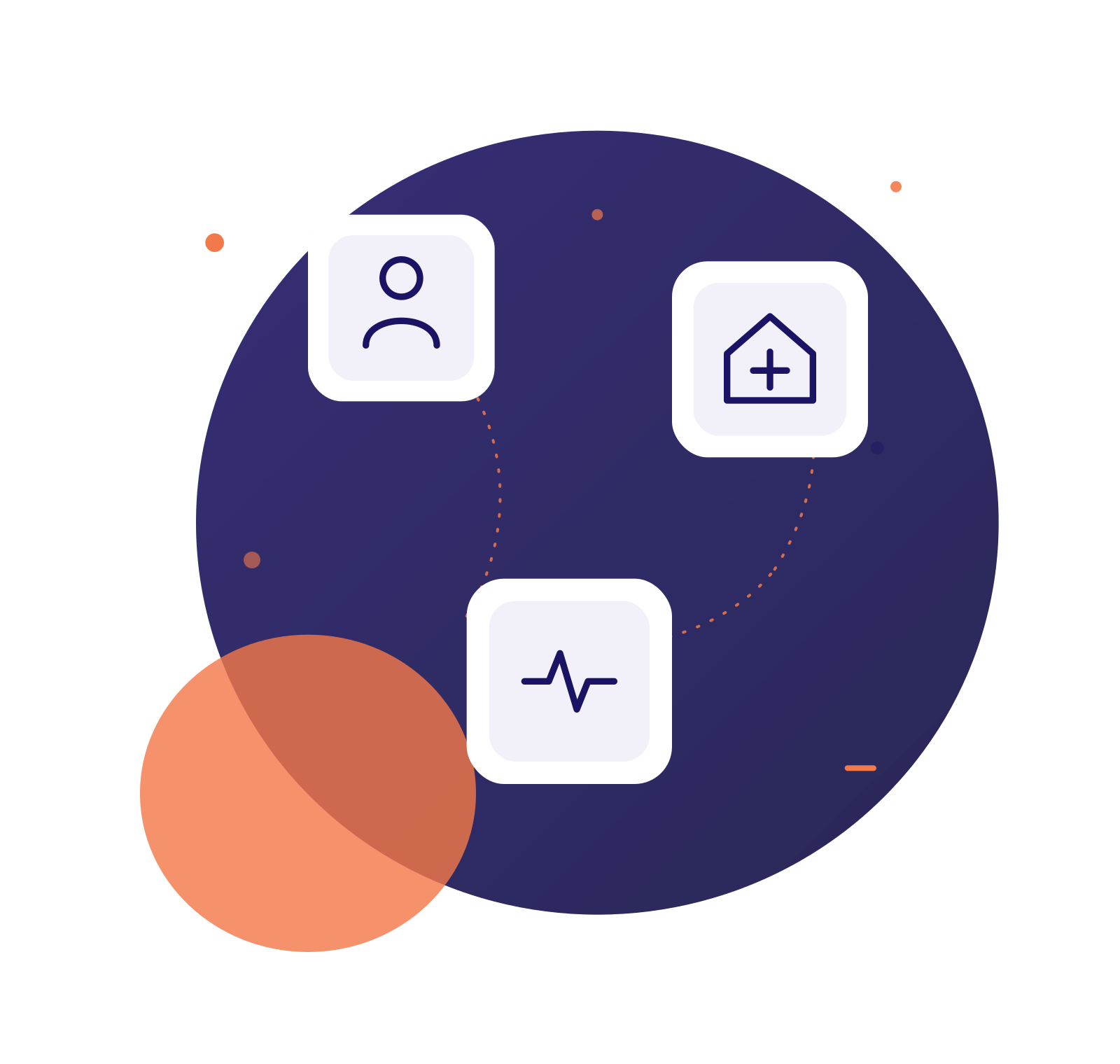 Illustration representing healthcare marketing audiences — private practices, hospital networks, and pharmaceutical organisations